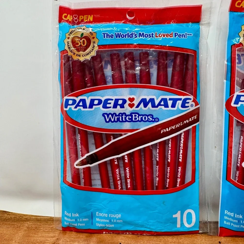 Paper Mate Write Bros Red Ink Ballpoint Pens Medium 1.0mm 20 Count 2 Packs 93234